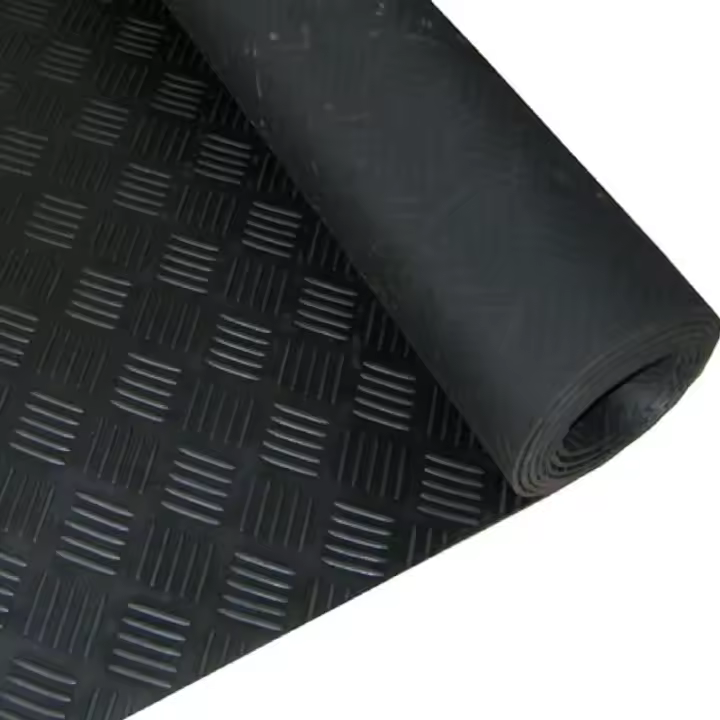 Suelo de Goma Checker Negro - Antideslizante, Resistente al Agua - Fácil de Instalar - Ideal para Entornos Industriales e Interiores Thayba - 1