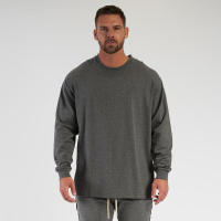 Camiseta De Manga Larga Para Hombre Suelta Y Oversize Estilo Hip Hop Fitness Ropa De Gimnasio Para Primavera Camiseta De Trabajo Casual De Algodón Con Estampado De Letras - details 1