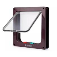 Solapa de gato con 4 vías magnéticas, puerta para mascotas para gatos y perros pequeños, puerta de gato con túnel marrón 18x19x5,5 cm - details 0