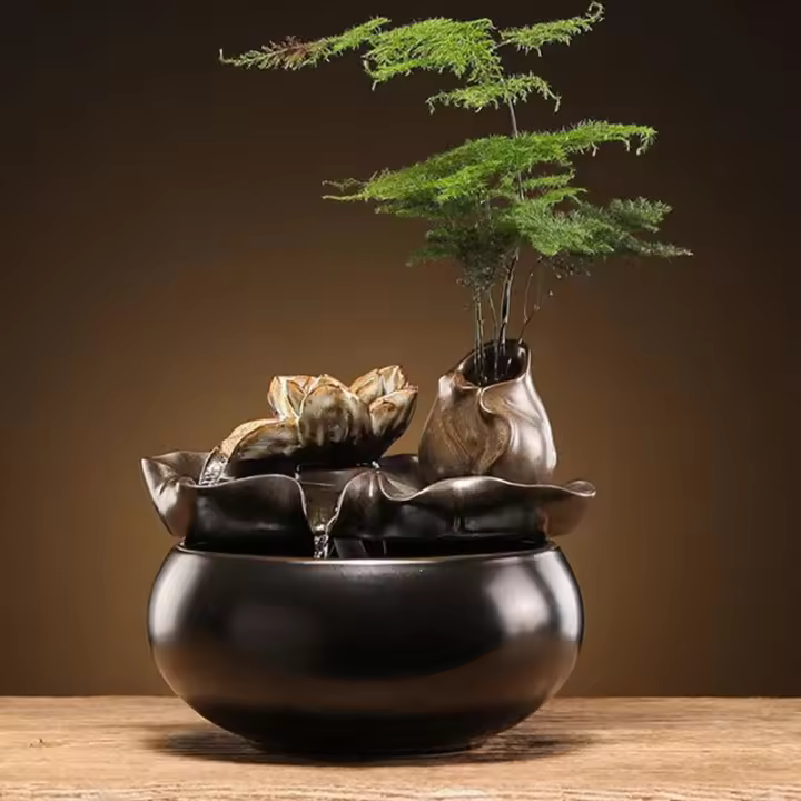 Estanque De Loto Creativo Tanque De Agua Fuente Humidificador De Espuma Para Sala De Estar Decoración De Escritorio De Oficina - 1