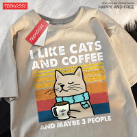 Camiseta De Algodón I like Cats And Coffee Para Hombres Y Mujeres Camiseta Hip Hop Suelta De Cuello Redondo Moda Streetwear Para Pareja - details 16