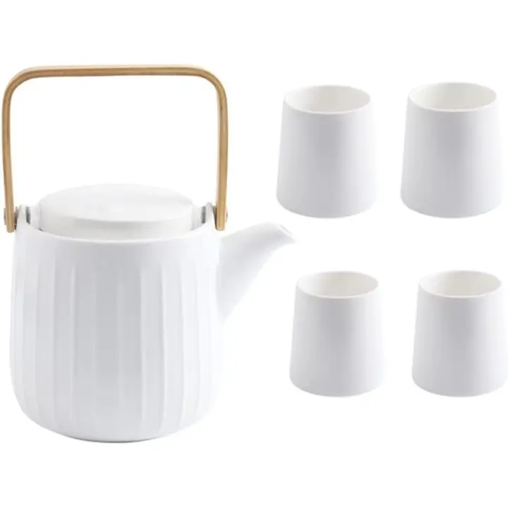 5 piezas de porcelana tetera de cerámica juego de té chino Kung Fu juego de té taza de café conjunto con tetera tazas de té para el hogar Oficina picnic - 1
