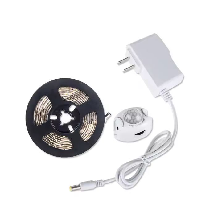Tira De Luz LED Con Sensor De Movimiento DC 12V Impermeable Para Iluminación De Gabinetes De Cocina Y Dormitorios Adaptable Con Adaptador De Potencia US EU - 1