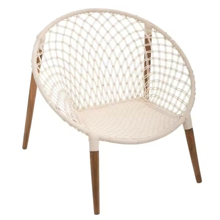 Sillón Atmosphera Raina Trenzado Blanco de Algodón y Madera - 1