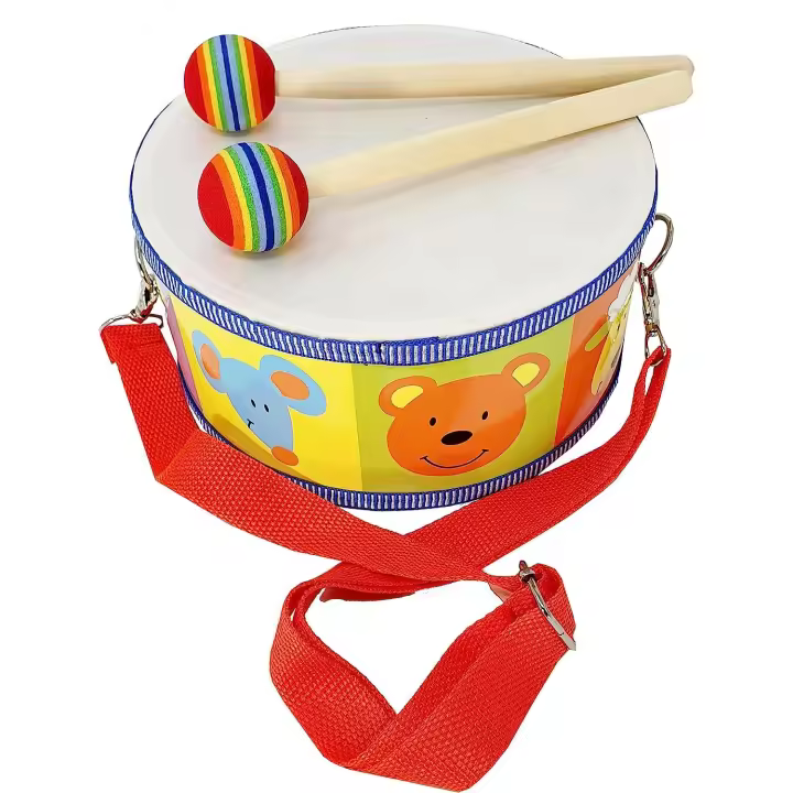 ROCKSTAR MUSIC- Tambor Infantil de Madera TGC+2681 Caja de Marcha con Dibujos de Animales, Correa y Mazas - 1