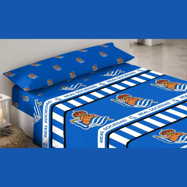 Juego de sábanas 3 piezas 50% algodón,50% poliéster Real Sociedad. Licencia Oficial - 1
