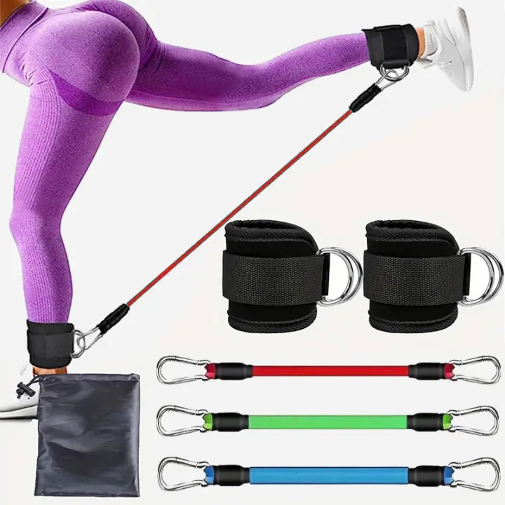 Set De Bandas Elásticas De Resistencia Con Correas Para Tobillo Para Hombres Y Mujeres Equipo De Gimnasio Ejercicio Fitness Yoga Deporte Para Entrenamiento De Piernas Cadera Y Core - 1