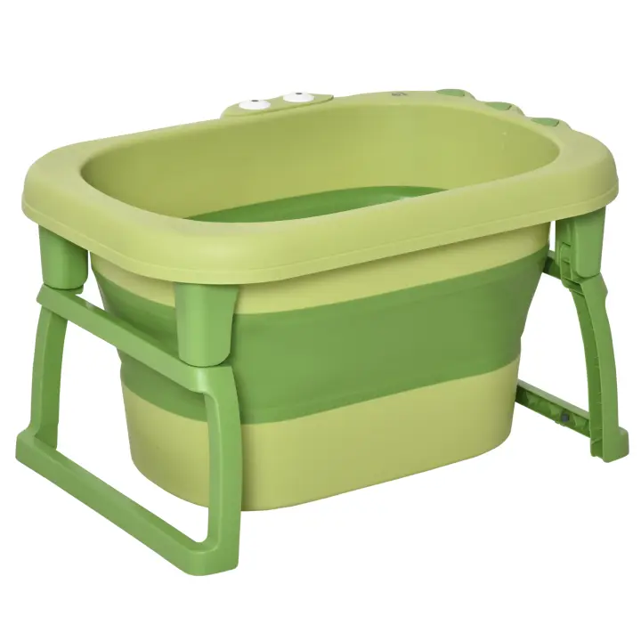 HOMCOM Bañera Plegable para Bebé de 0-6 Años Capacidad 105L Bañera Portátil para Niños con Patas Antideslizantes y Orificio de Drenaje Carga 50 kg 75,3x55,4x43 cm - 1