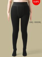 Leggings Oversize Para Mujer 220g Negro Doble Cara Crotch Pantimedias Gruesas Terciopelo Calor Pantimedias Estándar - details 0