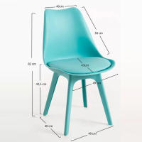 ORION91 Silla BOREAL Asiento Acolchado Piel Sintética y Patas Color Aguamarina 48x43x82cm Comedor Oficina Salón Teletrabajo Cocina - SpazioLuzio - details 1