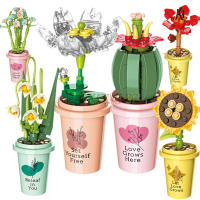 DIY MOC Vaso De Plantas Potted Vaso De Suculentas Y Cactus Gypsophila Montaña Loto Decoración De Bloques De Construcción Modelo Kit De Bloques De Plástico ABS Para Jóvenes Y Adultos - details 15