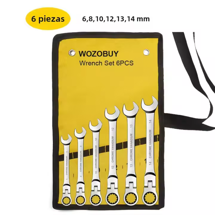 Conjunto De Llaves De Encadenado Flexibles WOZOBUY - Conjunto De Llaves Combinadas Métricas De Acero Crv Herramienta De Reparación De Llaves De Coche - 1