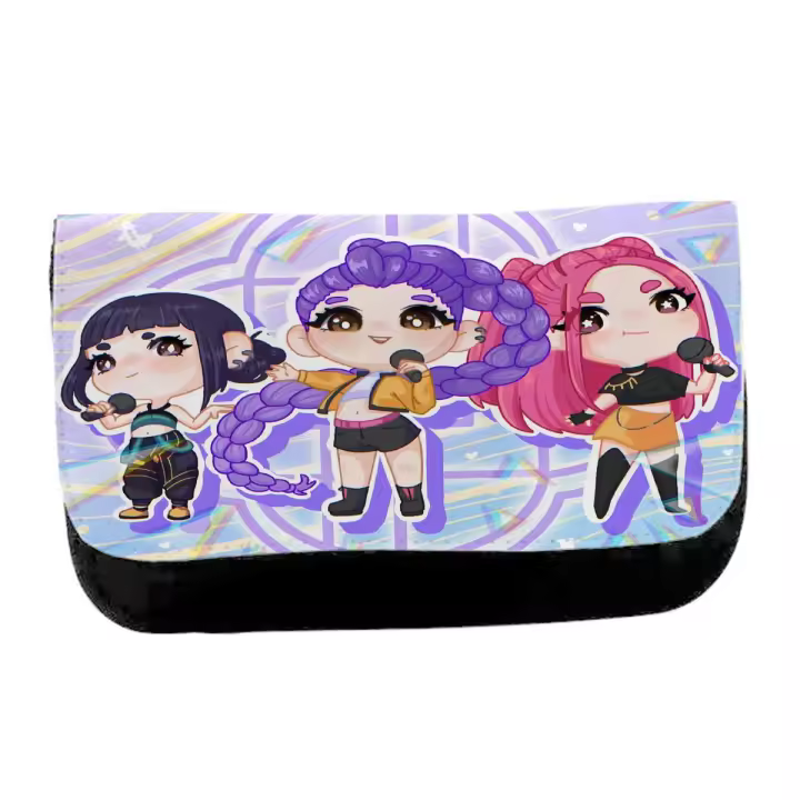 MERCHANDMANIA Estuche Neceser de lona KPOP Huntrix hunters cazadoras chibi demonios unisex negro bolsa aseo multiusos - 1