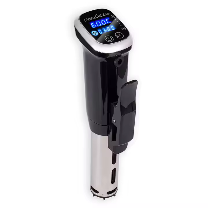 MakeCuisine - RONER SOUS-VIDE THERMOCOOKER MC-SV1 WIFI - App gratuita. Certificación IPX7 Waterproof. Gran display táctil. Acero inoxidable. Temp: hasta 90℃, precisión ± 0.1°C. Potente motor CC sin escobillas 8 L/min. 1200W - 1