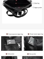 Mochila Vertical de Pu para mujer, bolso cruzado de viaje de gran capacidad, tendencia informal - details 11