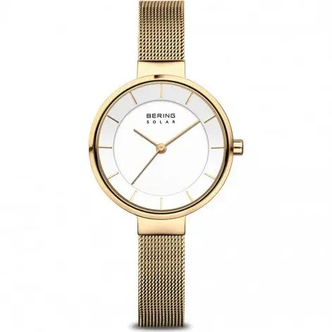 BERING Reloj Mujer Acero Dorado 31mm Malla Milanesa Solar Zafiro Sumergible - 1
