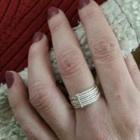 MINOPLATA Anillo Semanario de Plata de Ley con Siete Aros Lisos y Reliados para Mujer Sofisticada - details 3