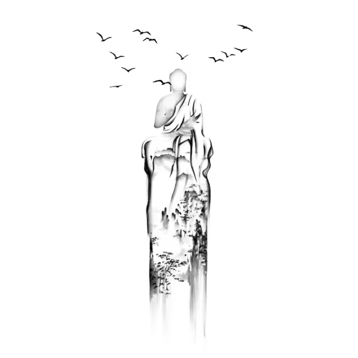 Pegatinas De Tatuaje Temporal Resistentes Al Agua Zen Elementos De Meditación Para Hombres Simulación De Tatuaje En El Brazo - 1