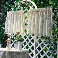 Cortinas Transparentes Vintage Con Borlas Para Cocina Cortina De Voile Bohemia Hueca Panel Corto Con Bolsillo Para Varilla - details 1