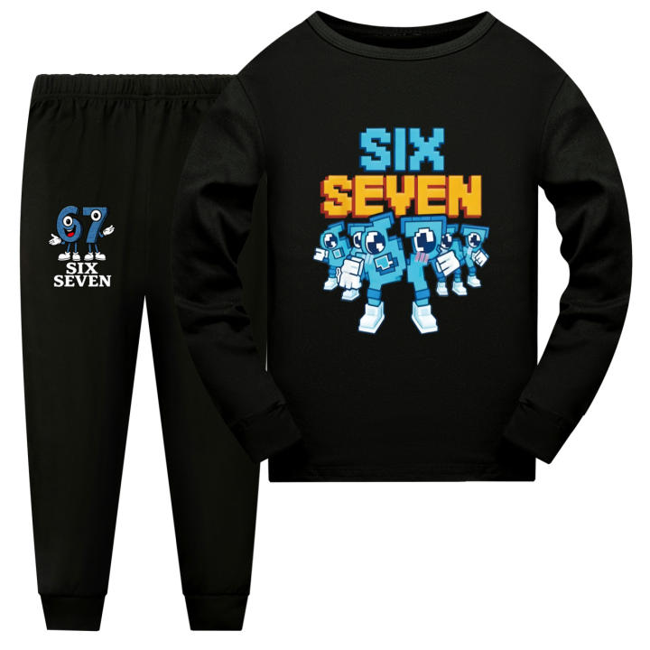 Pijama Para Niñas Con Dibujos Animados STEAL a BRAINROT Azul 67 Meme Kawaii Ropa De Dormir Deportiva De Poliéster Y Algodón Cierre Pullover Rango De Edad 7-13 Años