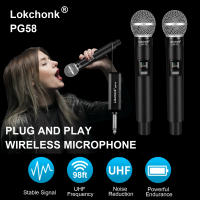 Micrófono Inalámbrico Profesional PG58 2 Canales UHF Frecuencia Fija Micrófono De Mano Para Fiesta Karaoke Iglesia Show Reunión - details 0