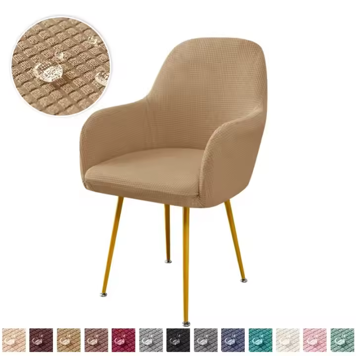Cubierta De Silla De Cojín De Poliéster Elástico En Color Sólido Protector De Silla Para Hogar Decoración De Comedor - 1