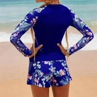 Traje De Baño De Dos Piezas Para Mujer 2024 Con Estampado De Surf Y Flores Long Sleeve Racerback Vest Y Cross Back Spandex Nylon - details 9