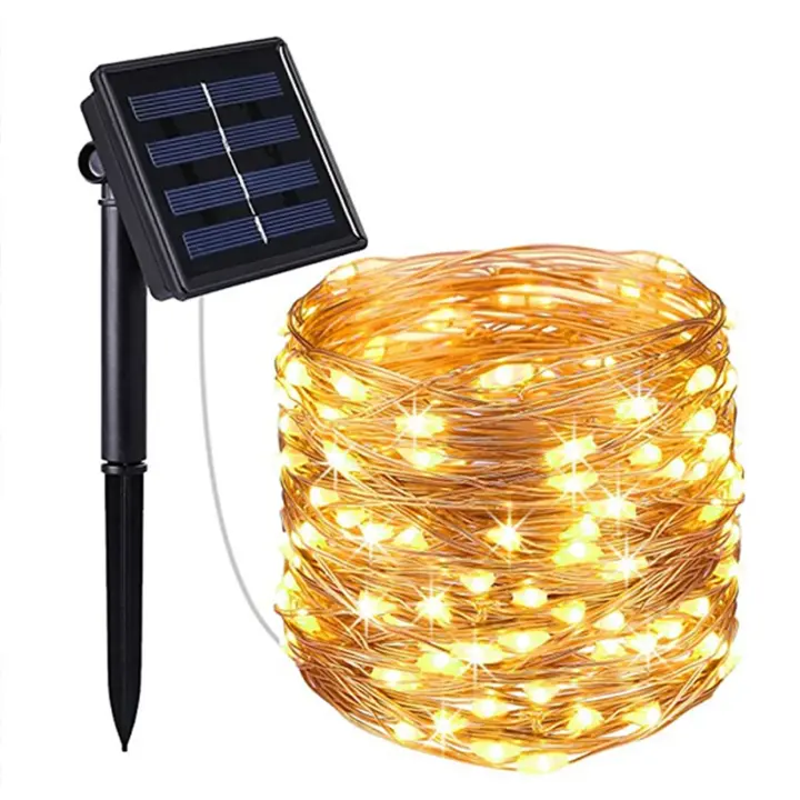 Luz De Cadena Solar LED 100FT Para Exterior Guirnalda De Hadas Impermeable Para Jardín Fiesta Navidad Patio Decoración - 1