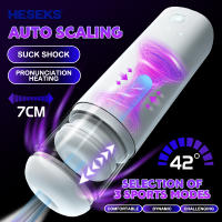 HESEKS Juguetes Para Adultos Para Hombres Doble Automático Telescópico Con Voz Y Calor Vagina Silicón Función Eléctrica - details 13