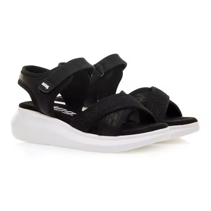 Mustang - Sandalia para Mujer - Negro - Cuña Blanca y Tiras Cruzadas con Brillo - 1