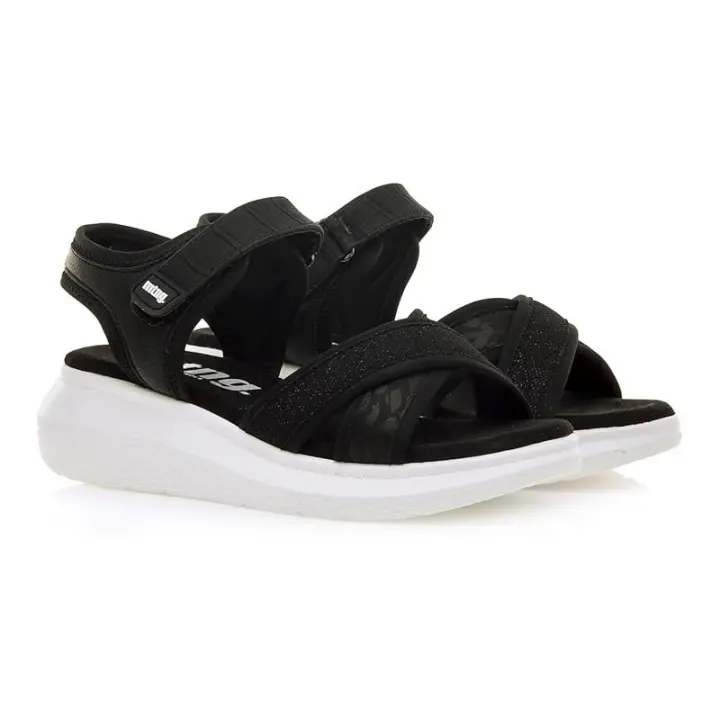 Mustang - Sandalia para Mujer - Negro - Cuña Blanca y Tiras Cruzadas con Brillo - 1