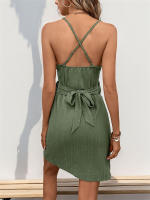 Vestido JIM & NORA De Verano Con Cuello En V Y Falda Ajustada De Cintura Alta Estilo Européen Y Norteamericano Nuevo Con Detalle De Lace-up En La Espalda - details 2