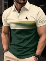 Camisa Polo Casual Para Hombre Con Estampado 3D De Caballo Y Diseño De Bloque De Colores Para Golf Estilo Deportivo Cuello Alto Manga Corta Para Verano - details 2