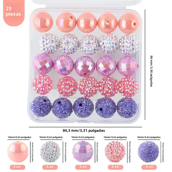 Sunrony Bolas De Bayas De Resina Con Piedras Preciosas Cuentas Acrílicas Para El Día De La Madre Joyería DIY Accesorios De Decoración De Collar - 1