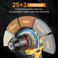 Taladro inalámbrico de alta potencia, taladro de impacto de 21 V, velocidad de 2000 rpm, 2 velocidades variables, con luz, ajuste de torque 25+3, función 3 en 1, perfecto para atornillar/taladrar/perforar. - details 2