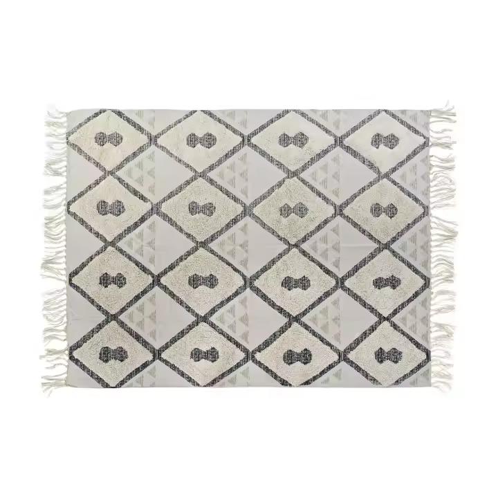 ALFOMBRA ALGODON 160X230X1 1500 GSM ROMBOS BEIGE TX194818 - 1