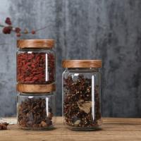Frascos de vidrio para almacenamiento de alimentos con sello hermético, tapas de madera, frascos de especias con tapa, Organización para contenedores de frascos, azúcar, sal, café - details 10