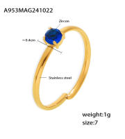 Encanto Anillo de acero inoxidable chapado en oro para mujer,meses con diseño de constelación de circonia cúbica, regalo de cumpleaños anillo de circón de una sola garra estilo, anillo de sensación de lujo ligero ajustable de acero inoxidable - details 5
