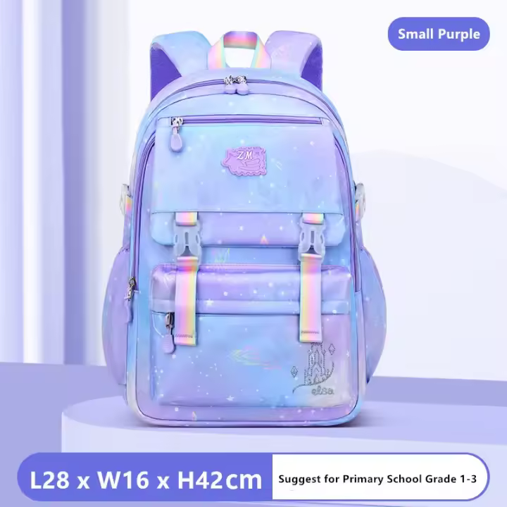 Mochilas escolares para niñas, moradas, impermeables, estilo coreano - 1