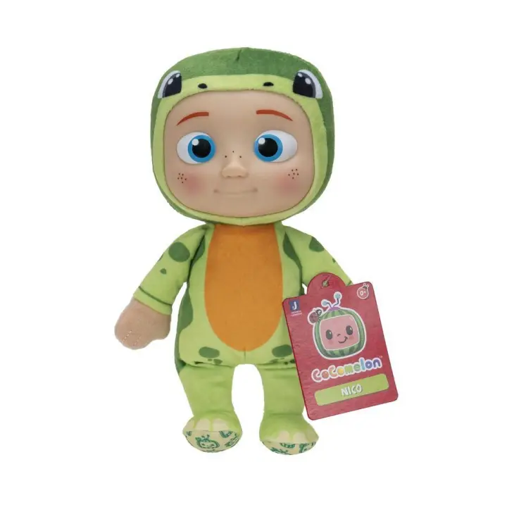 GIOCHI PRESIOZI - COCOMELON - Peluches de dinosaurios - Una unidad -  Todos los personajes de los Dino Amigos Cody, JJ, Nico, Bella, CeCe y Nina - Tacto Suave y Detalles Bordados - Mide 18 cm - Mayores de 3 años - 1