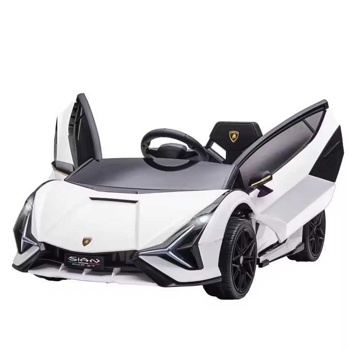 HOMCOM Coche Eléctrico Lamborghini SIAN 12V para Niños de +3 Años con Mando a Distancia Apertura de Puerta Música MP3 USB y Faros 3-8 km/h 108x62x40 cm - 1