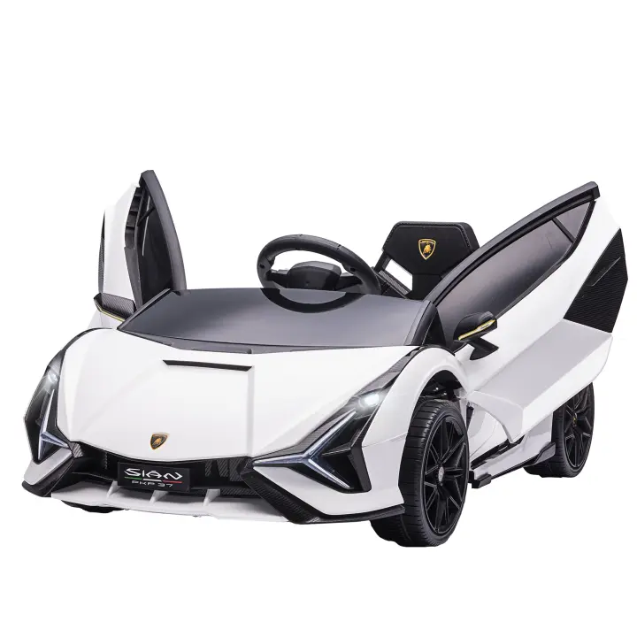 HOMCOM Coche Eléctrico Lamborghini SIAN 12V para Niños de +3 Años con Mando a Distancia Apertura de Puerta Música MP3 USB y Faros 3-8 km/h 108x62x40 cm - 1