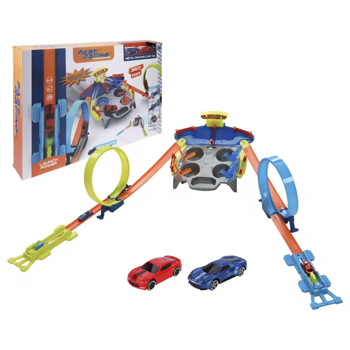 Well Home Juguete de pista de carreras con luz y sonido + 2 coches - 1