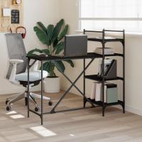 vidaXL Escritorio para ordenador con estantes 120x47x109 cm en color Negro/Roble ahumado/Marrón roble | estructura resistente ideal para salón dormitorio o estudio - details 0