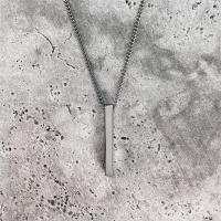 Collar Pendentivo Rectangular Clásico Para Hombres En Acero Inoxidable Color Negro Cadena Cubana Joyería Regalo Estilo Fashion - details 3