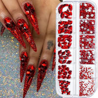 Crystals De Uñas 12 Cuadrículas/Caja Rhinestones De Vidrio SS4-SS16 Decoración 3D Para Arte De Uñas Brillante Y Liso - details 2
