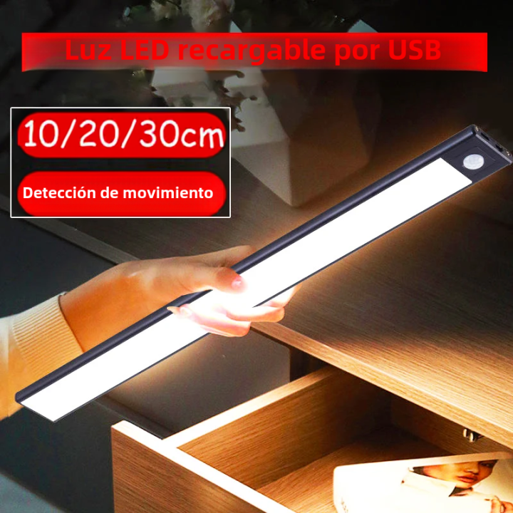Luces De Armario Rechargeable Con Sensor De Movimiento 3 Colores Operadas Por Batería Iluminación Wireless Para Interior Magnética Dimmable