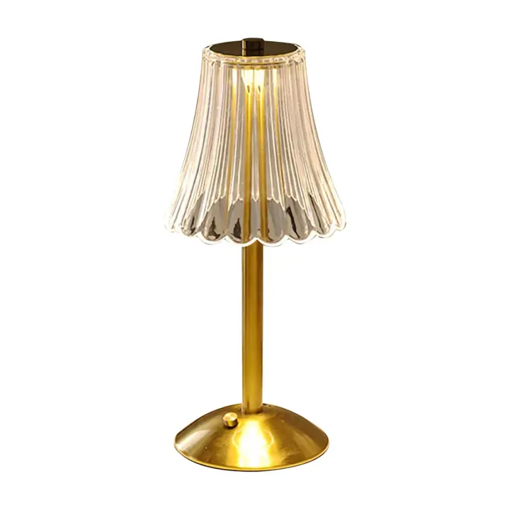 Lámpara De Mesa Retro De Cristal Recargable LED Con Ambiente Lujo Iluminación Dimmable Para Dormitorio Lámpara De Noche Con Interruptor Táctil - 1