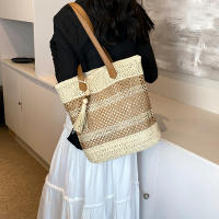 Bolso De Hombro De Paja Para Mujer De Verano De Alta Calidad Bolso De Viaje Hecho a Mano Gran Capacidad De Bolsas De Playa Estilo De Cesta Con Cierre De Cremallera - details 3