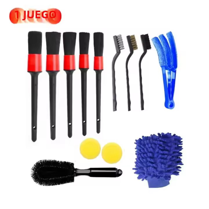 Kit De Limpieza Para Coche SEAMETAL 13/15 Piezas Con Cepillos De Limpieza Y Toallas Para Ventanas Y Rines Herramientas Para Eliminar Polvo Y Suciedad - 1